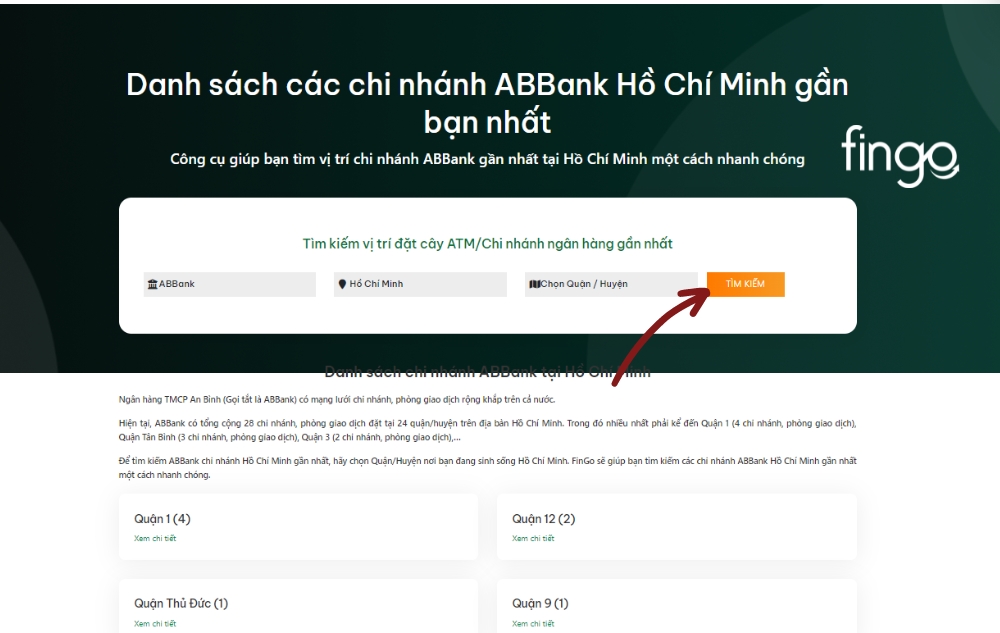 Truy cập vào website và nhấn chọn tìm kiếm