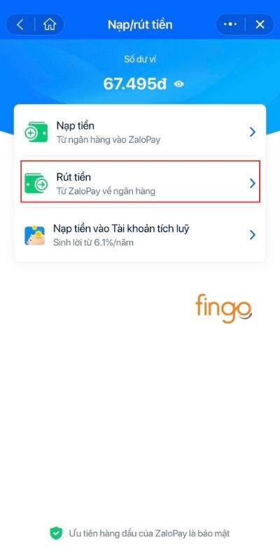 Bấm Rút tiền