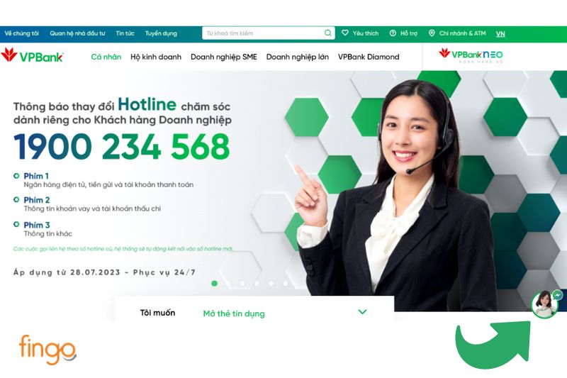 Bạn có thể vào website chính thức của VPBank và sử dụng tính năng Chat