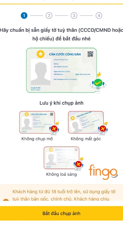 Chụp 2 mặt giấy tờ tùy thân