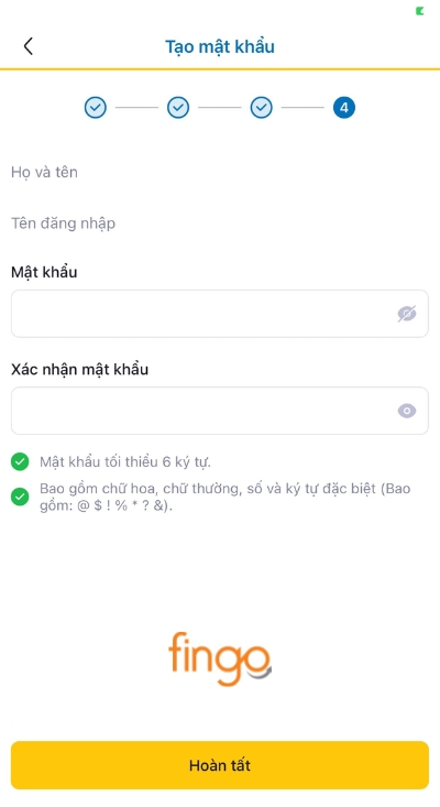 Nhập mật khẩu và xác minh để hoàn tất