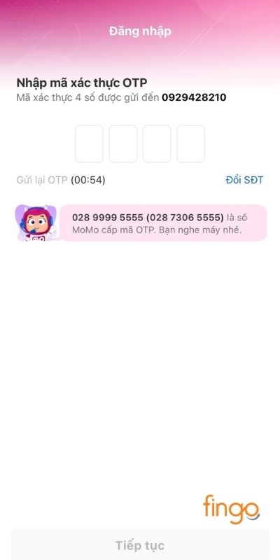 Chọn Xác thực bằng OTP