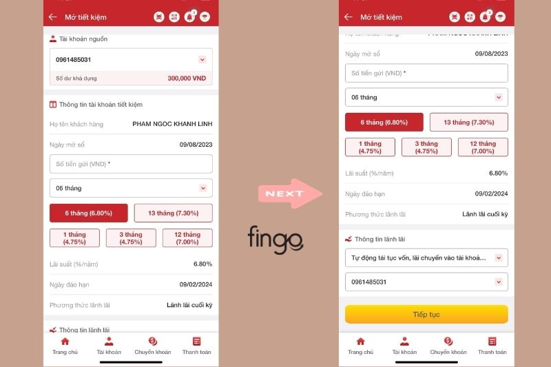 Cách bước gửi tiết kiệm online HDBank qua Mobile Banking.