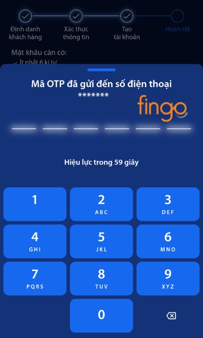 Nhập mã SMS OTP được gửi về số điện thoại đã đăng ký.