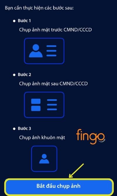 Màn hình lúc này sẽ hiển thị các bước hướng dẫn chụp ảnh giấy tờ tùy thân. Chọn Bắt đầu chụp ảnh.
