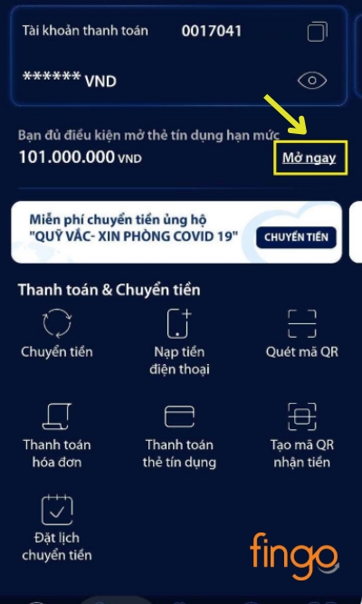 Chọn Mở ngay tại mục thông báo chúc mừng ở màn hình chính.