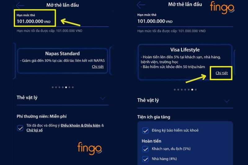  Lựa chọn hạn mức và loại thẻ theo nhu cầu của khách hàng