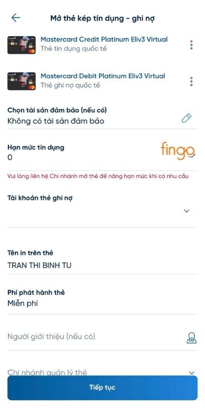 Điền các thông tin theo yêu cầu của hệ thống