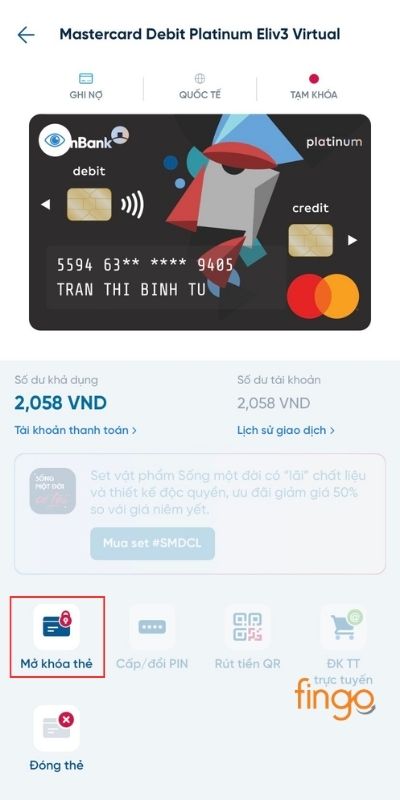 Nhấn Mở khóa thẻ