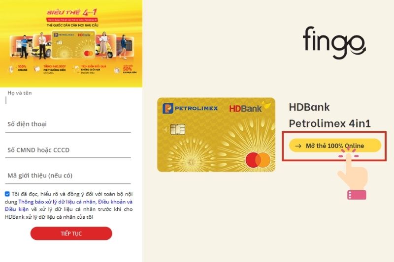 Hướng dẫn mở thẻ tín dụng HDBank Petrolimex 4in1