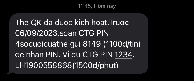 Trong vòng 1 tháng kể từ khi kích hoạt thẻ trên iPay, chủ thẻ phải soạn tin nhắn để có thể kích hoạt thẻ vật lý thành công.