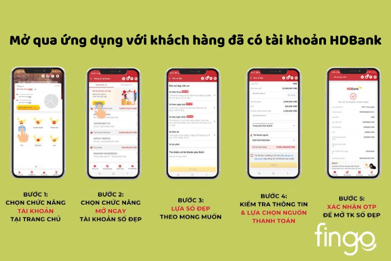 Mở tài khoản HDBank số đẹp qua ứng dụng với khách hàng đã có tài khoản HDBank