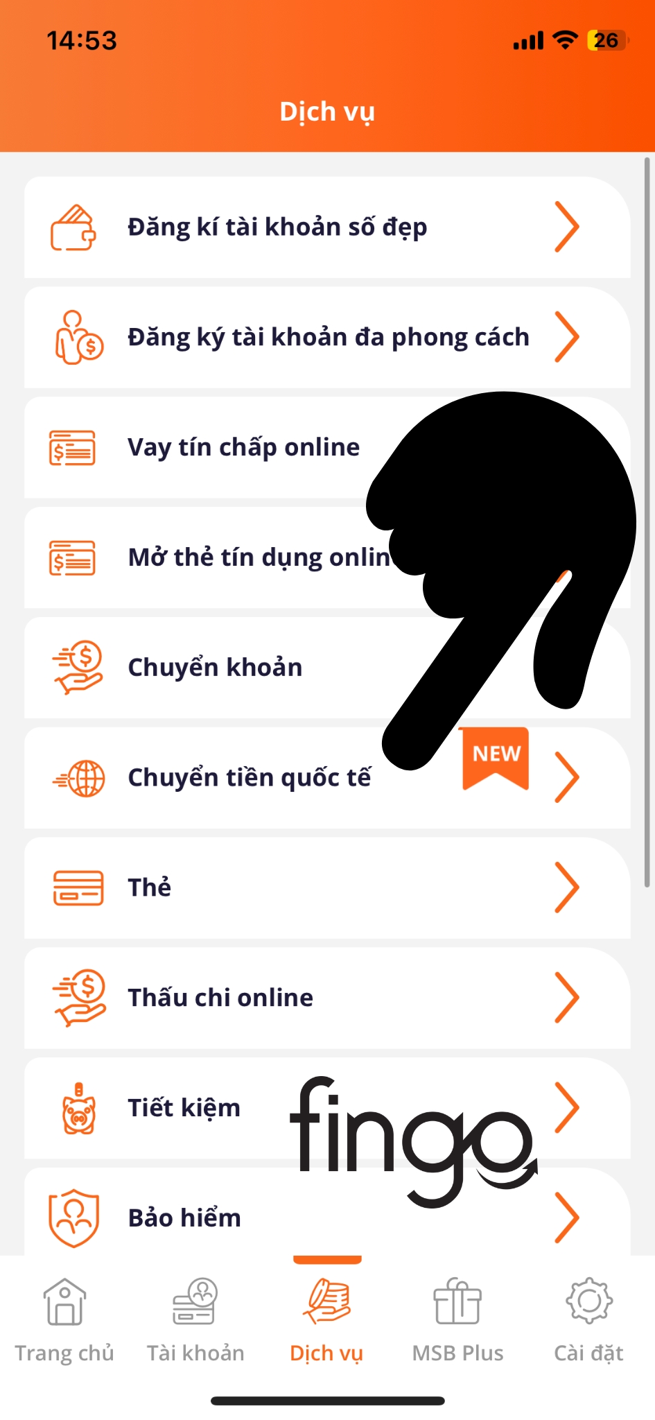Cách tạo hồ sơ chuyển tiền quốc tế MSB bước 2