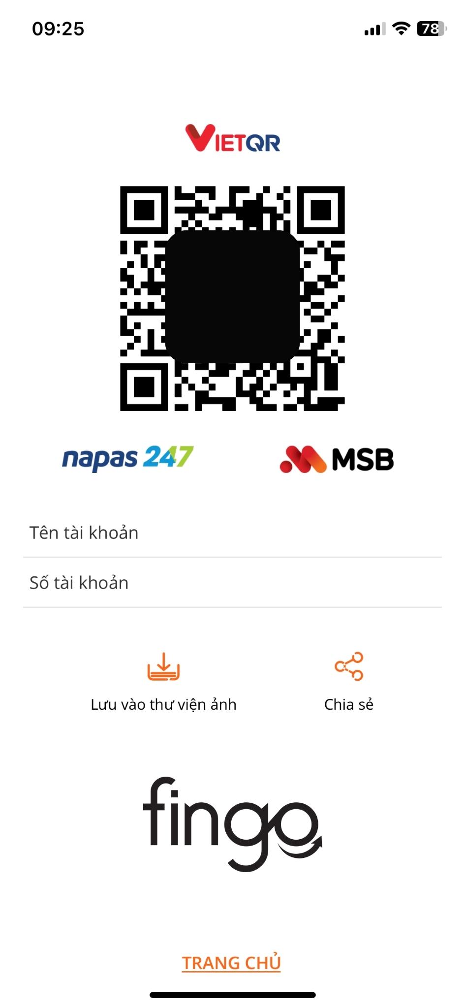 Tạo mã QR thành công.
