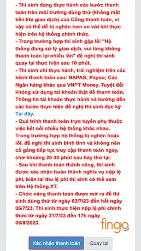 Xác nhận thanh toán