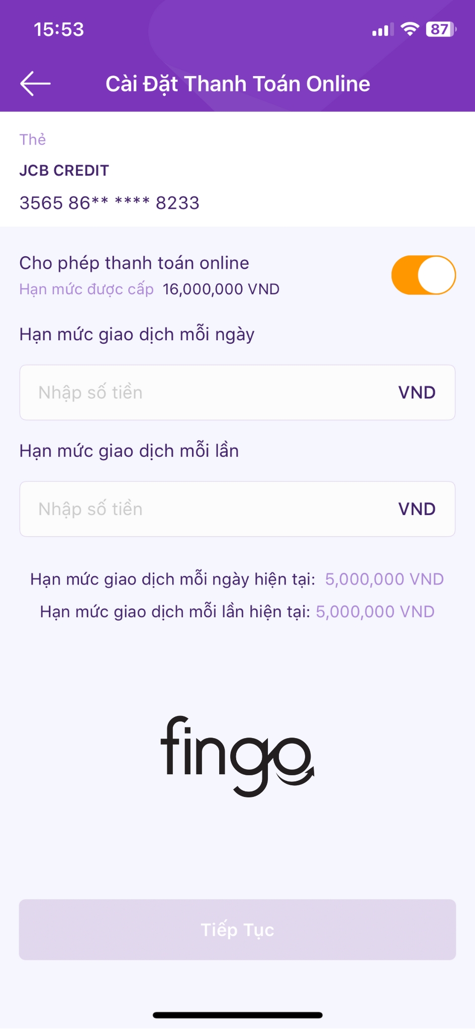 Nhập số tiền bạn muốn thay đổi.