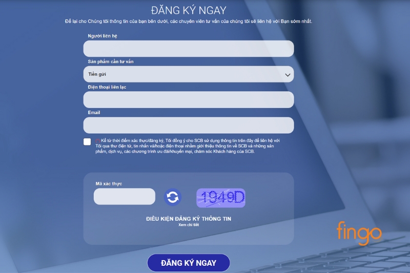 Truy cập website, nhập thông tin đăng ký