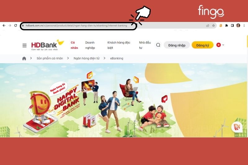 Truy cập vào trang đăng ký Internet Banking HDBank