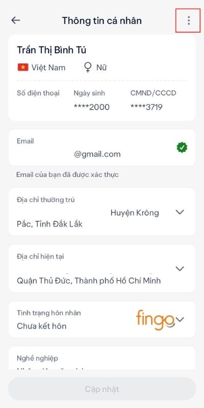Chọn biểu tượng 3 dấu chấm dọc