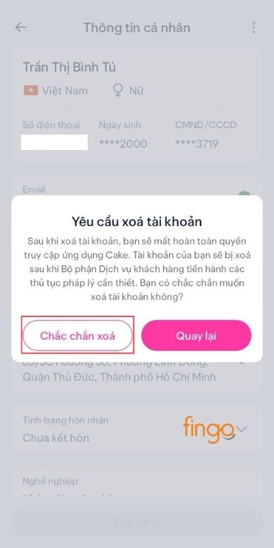 Chọn Chắc chắn xóa