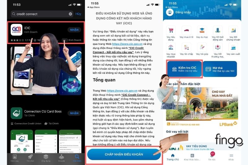 Kiểm tra nợ xấu HD SAISON trên app CIC bằng điện thoại