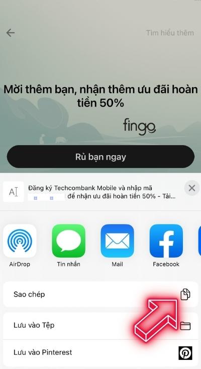 Nhấn chọn sao chép liên kết rồi gửi cho bạn muốn giới thiệu