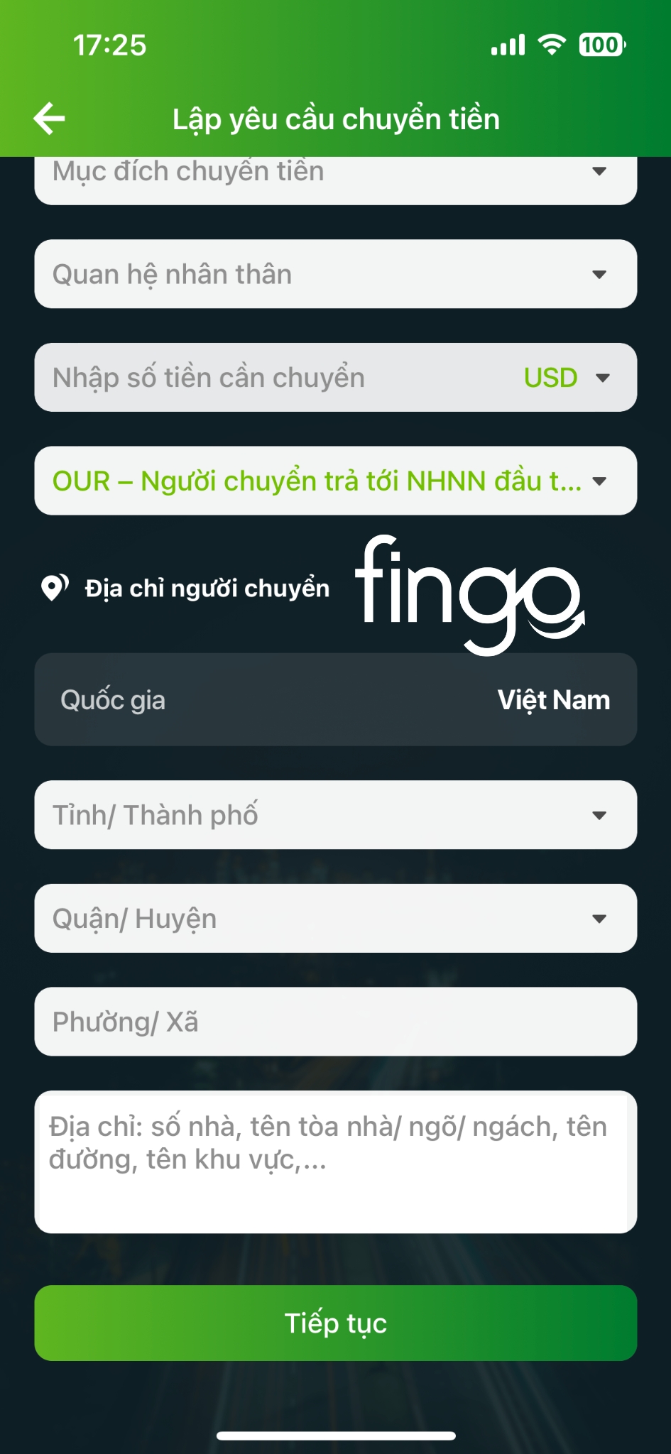 Cách chuyển tiền đi nước ngoài Vietcombank bước 4