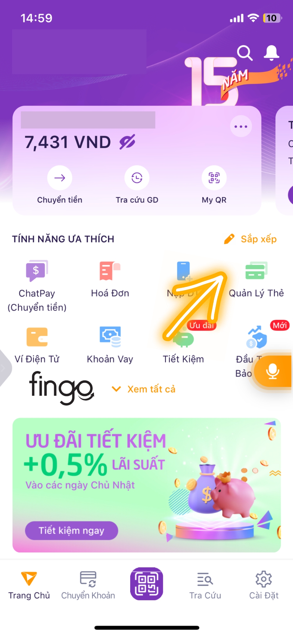 Cách đổi mã PIN TPBank online bước 1