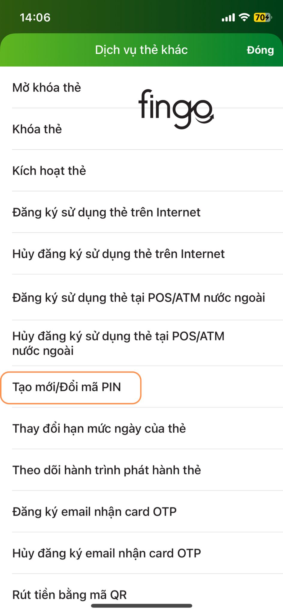 Cách đổi mã PIN Vietcombank bước 2