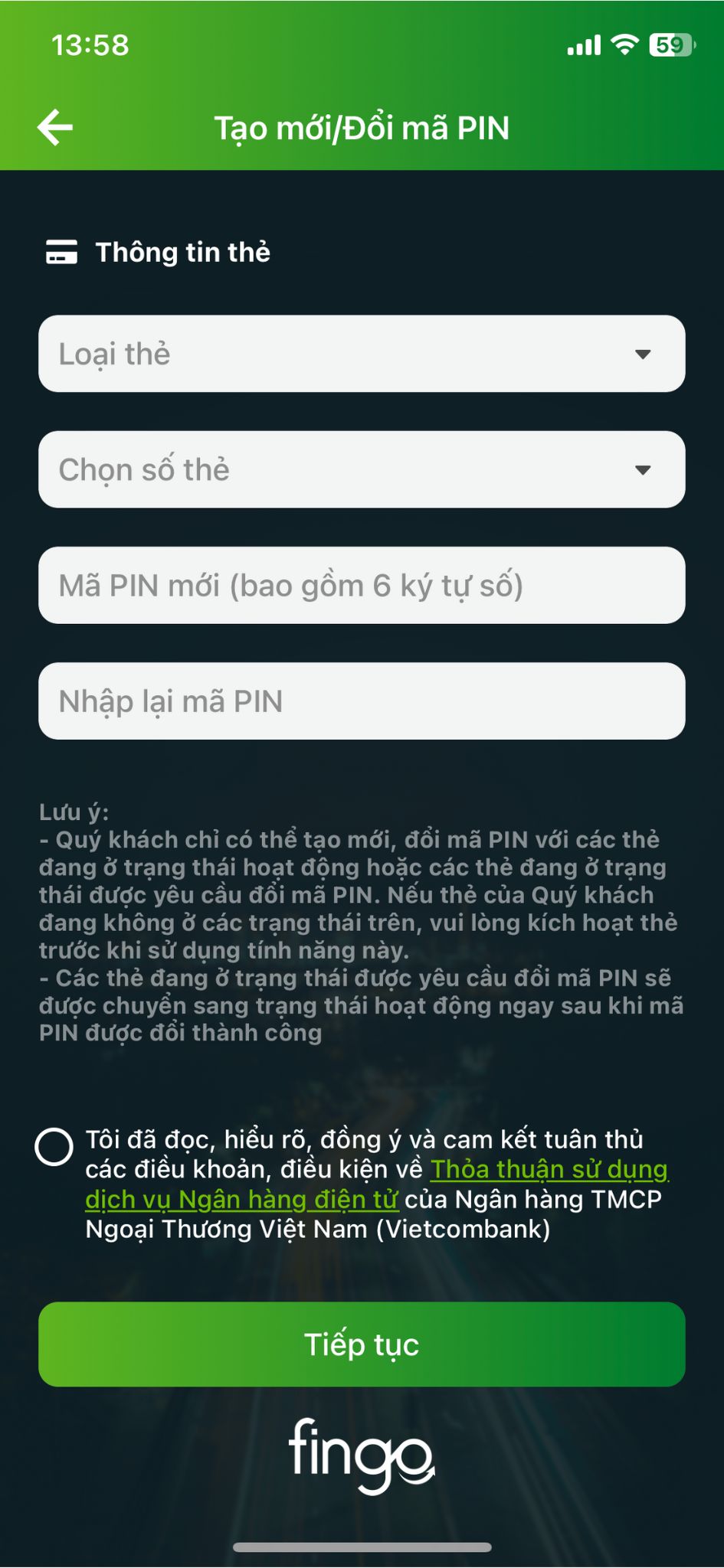 Cách đổi mã PIN Vietcombank bước 3