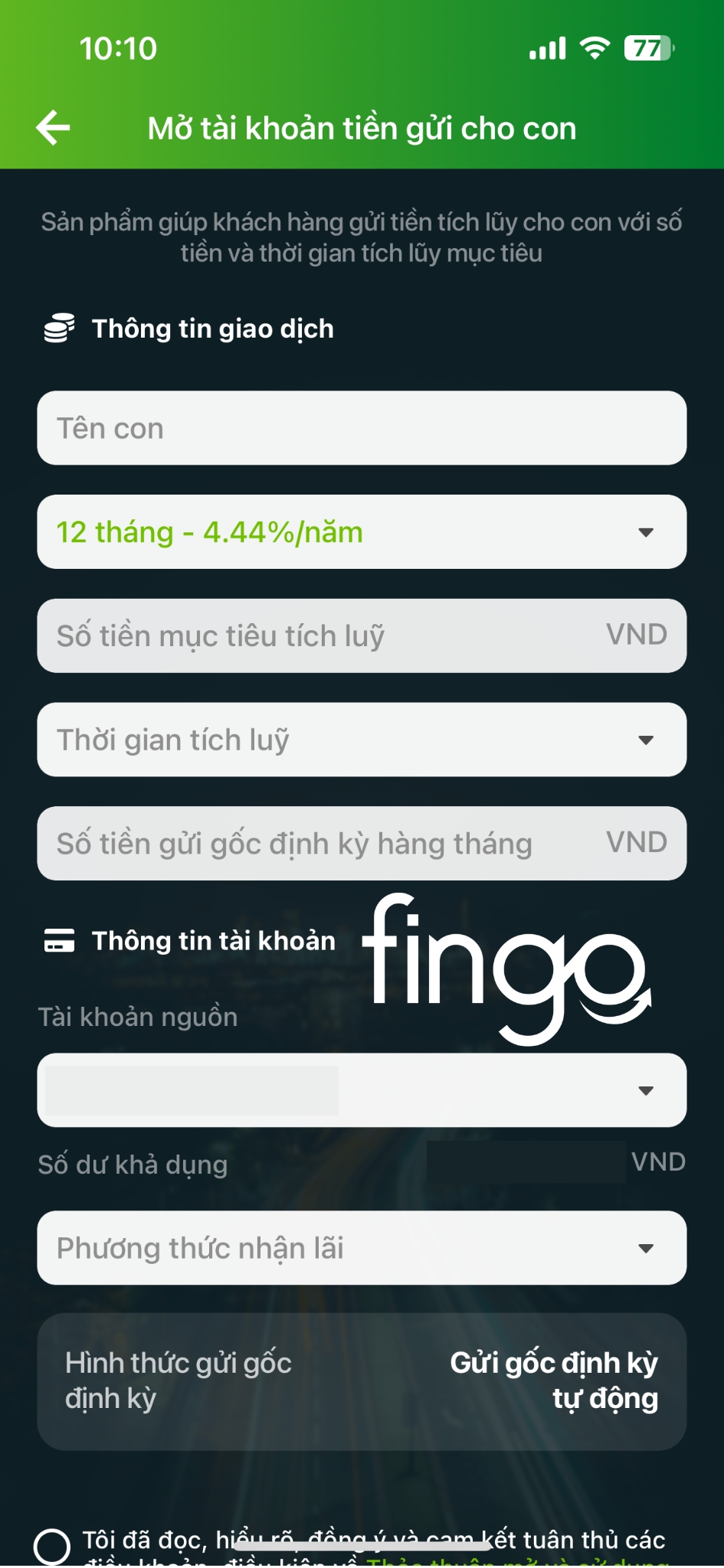 Cách gửi tiền gửi cho con Vietcombank bước 4