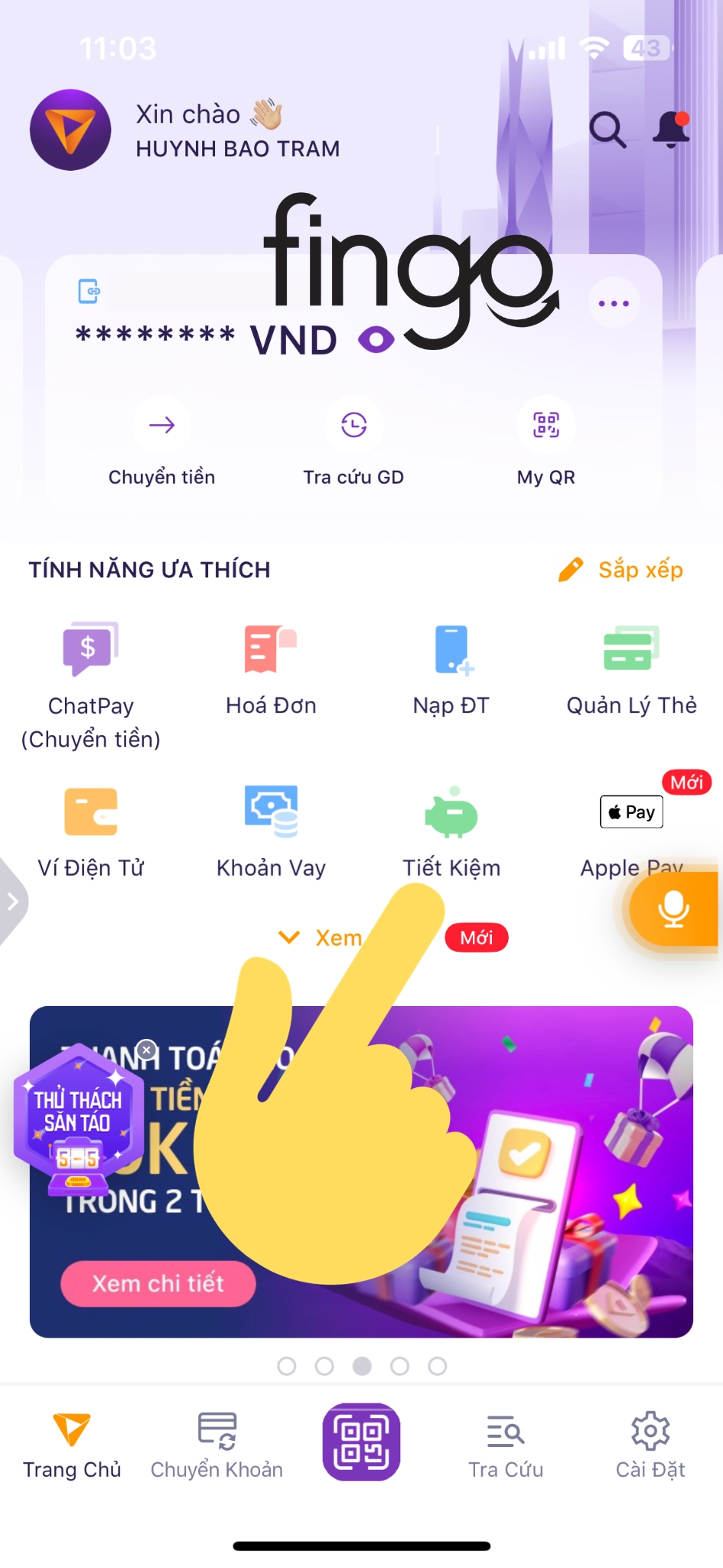 Cách gửi tiết kiệm gửi góp TPBank bước 1