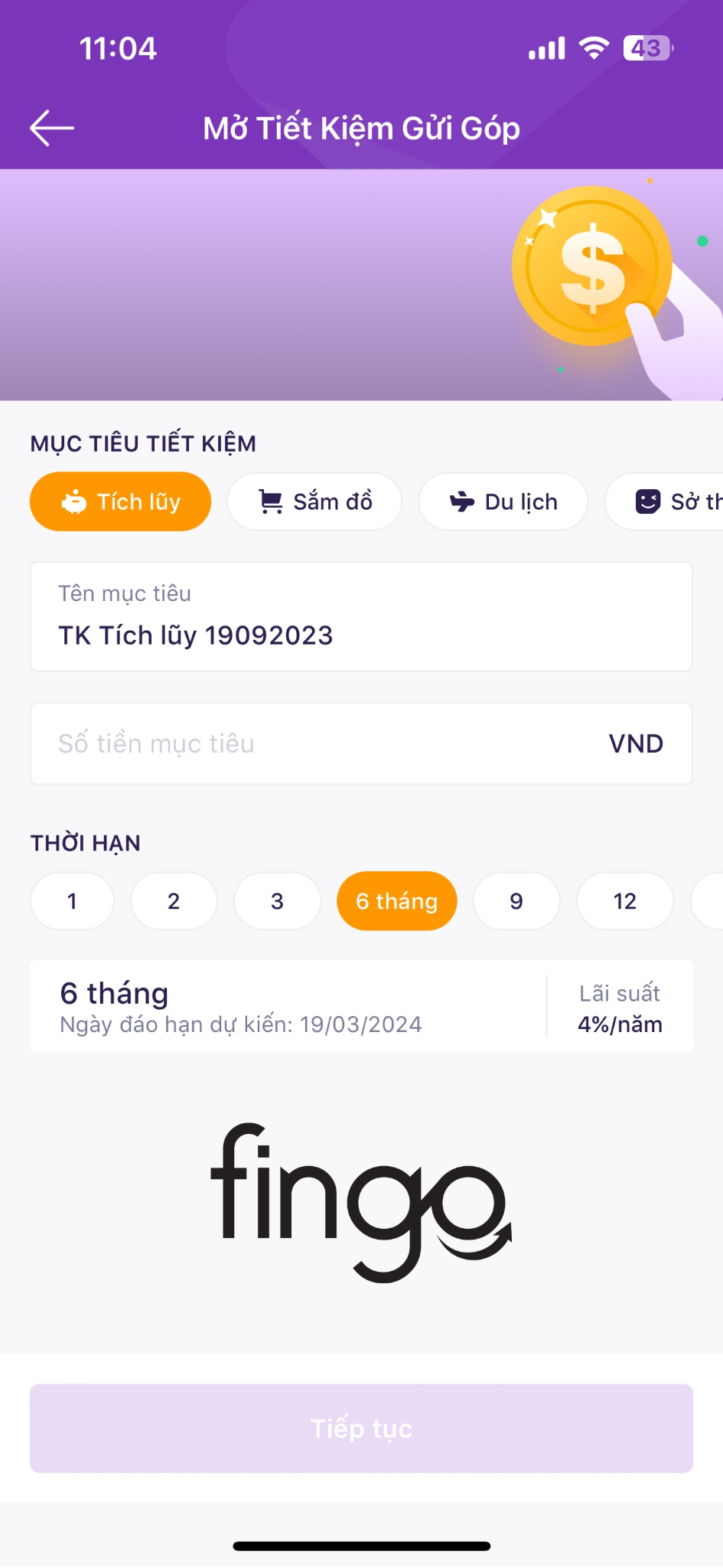 Cách gửi tiết kiệm gửi góp TPBank bước 4