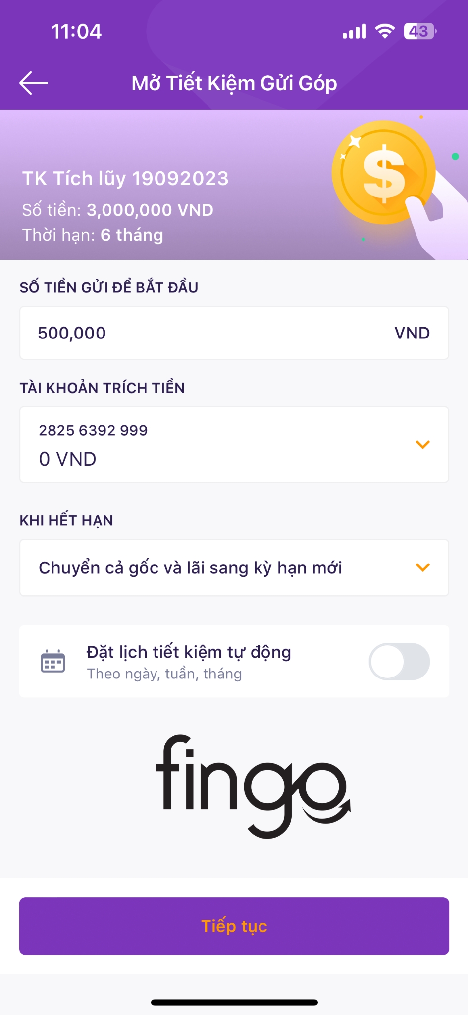 Cách gửi tiết kiệm gửi góp TPBank bước 5