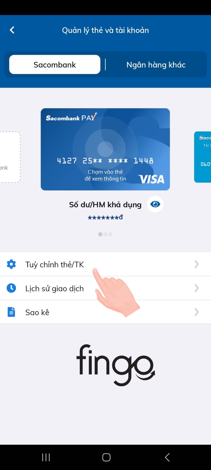 Chọn thẻ muốn mở khóa > "Tùy chỉnh thẻ/TK".