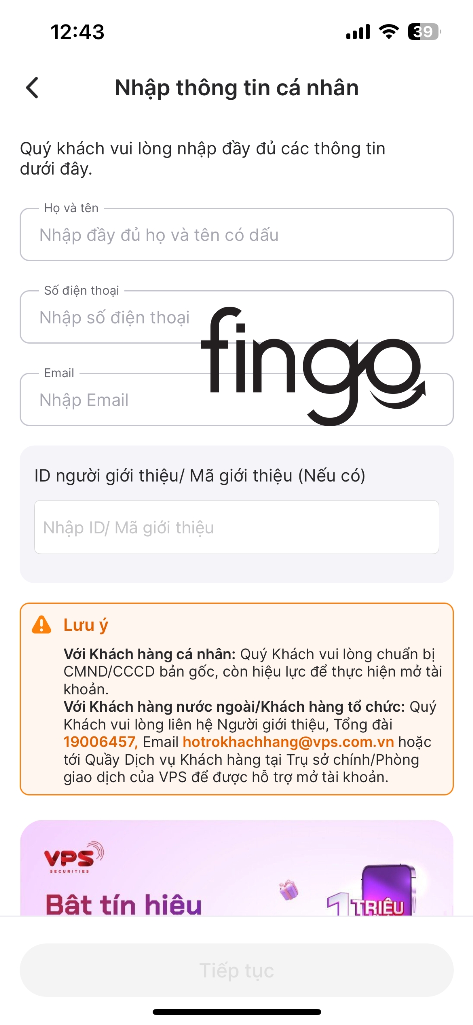 Cách mở tài khoản chứng khoán VPS 2
