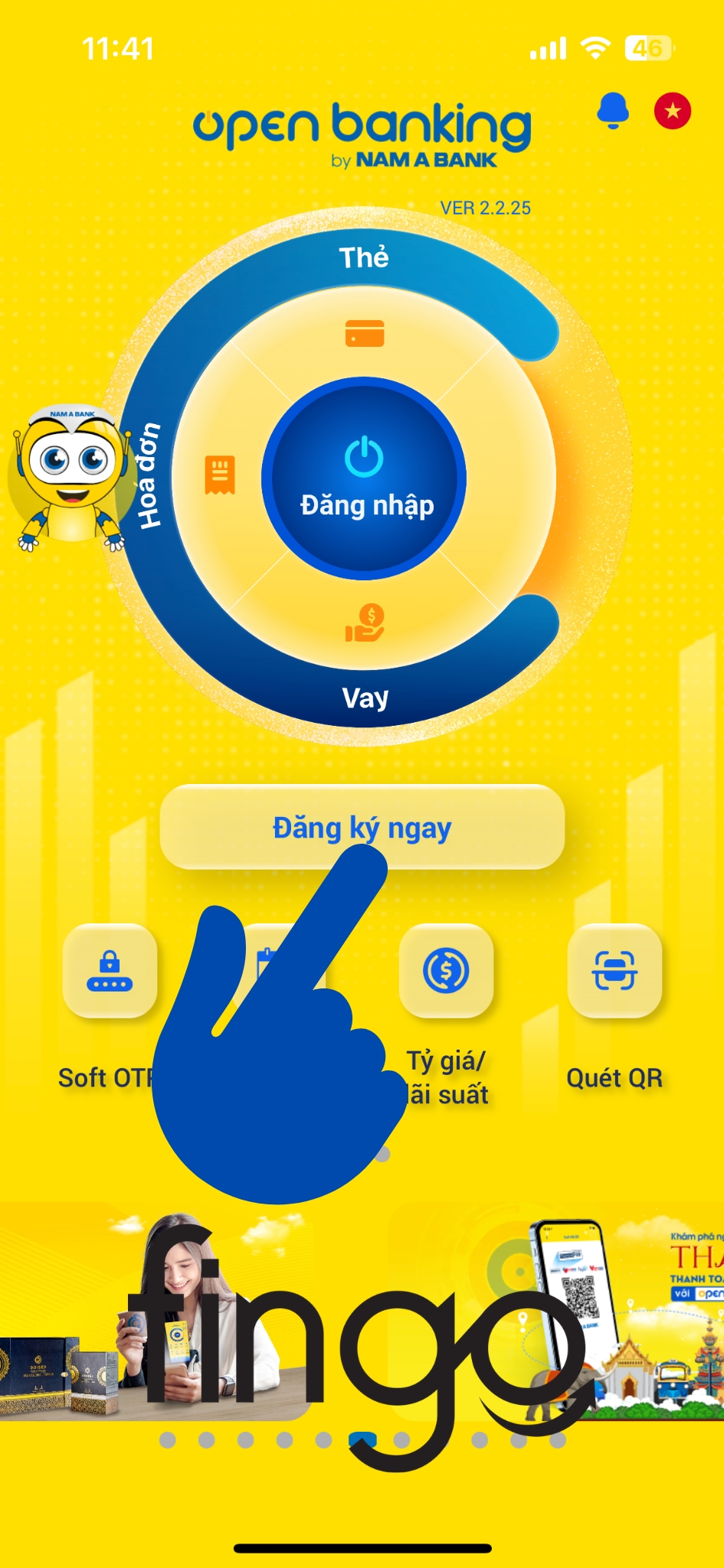 Cách mở tài khoản Nam A Bank online bước 1