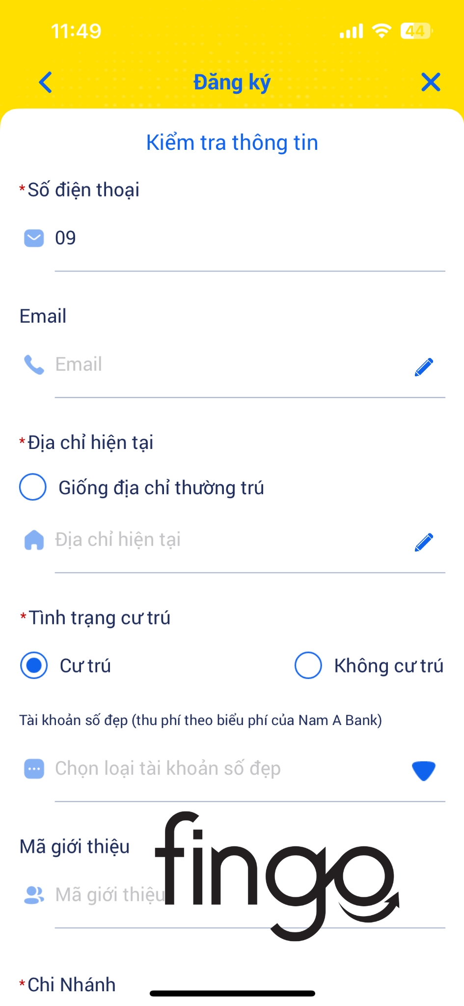 Cách mở tài khoản Nam A Bank online bước 7