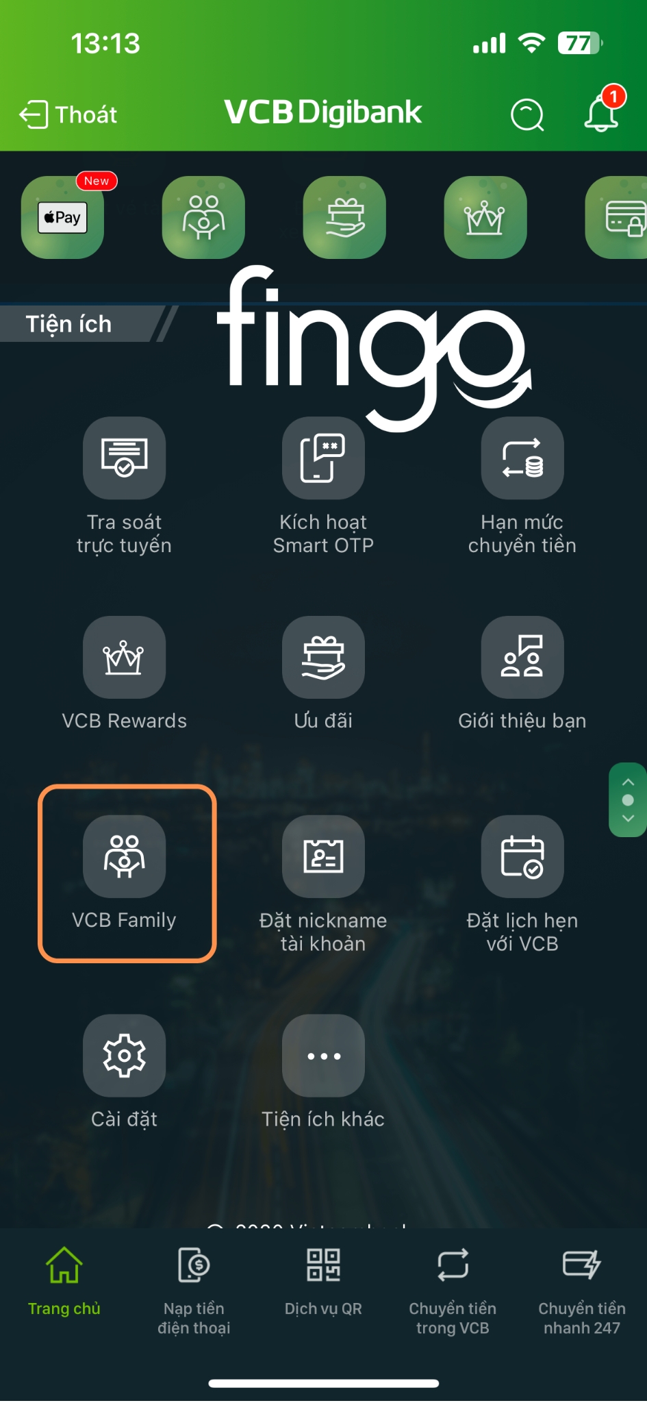 Cách mở thẻ phụ Vietcombank bước 1