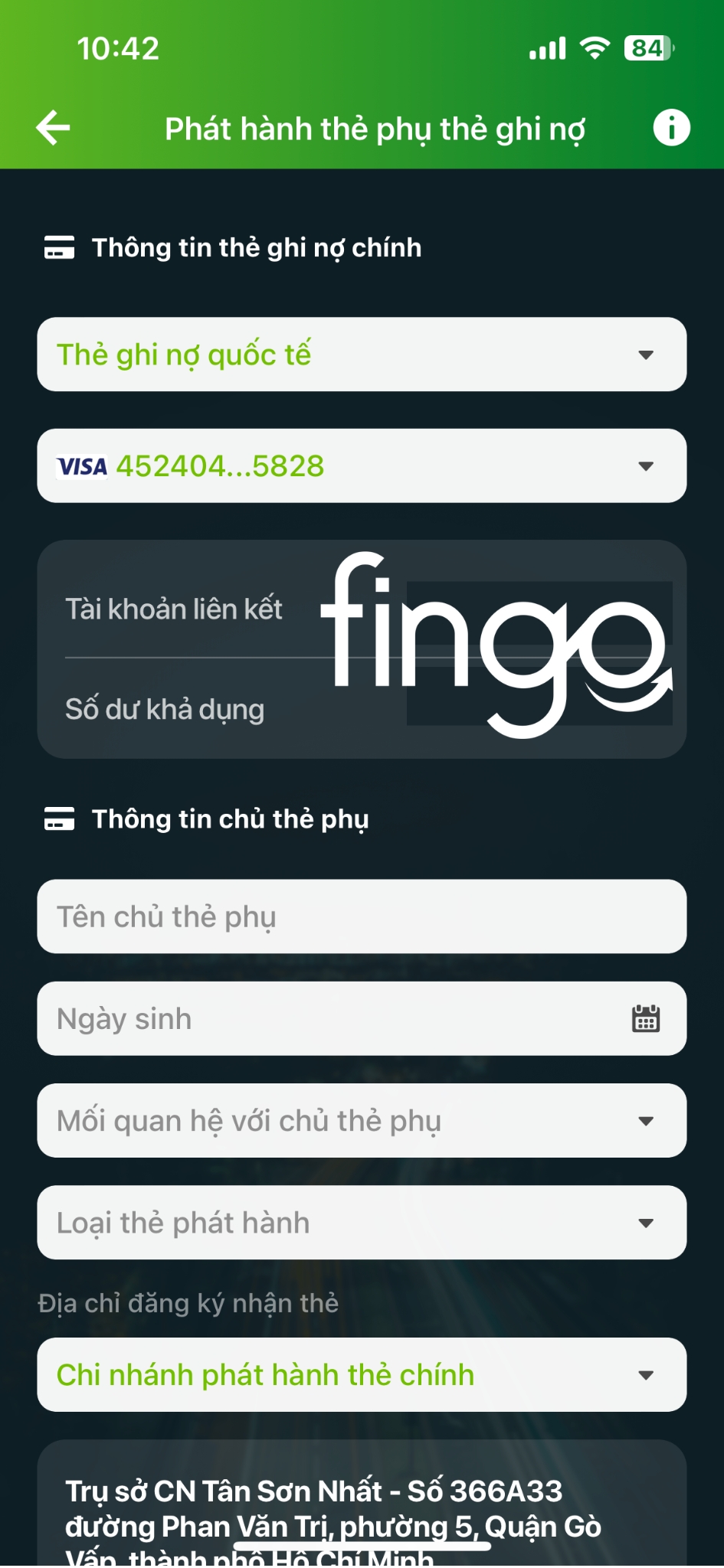 Cách mở thẻ phụ Vietcombank bước 3