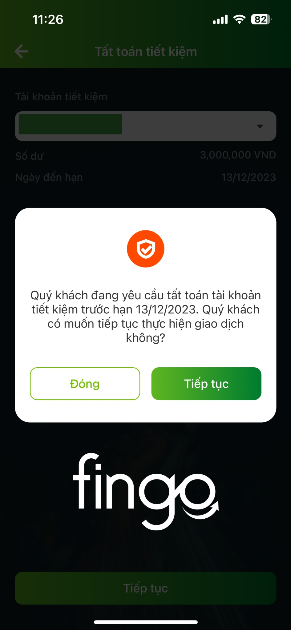 Cách tất toán tiền tiết kiệm online Vietcombank bước 4