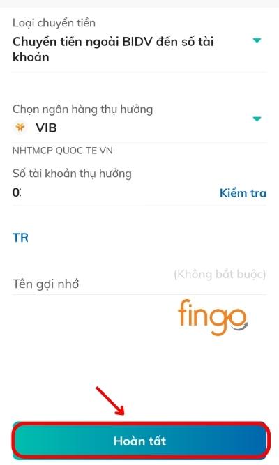 Chọn Hoàn tất để xác nhận thông tin.