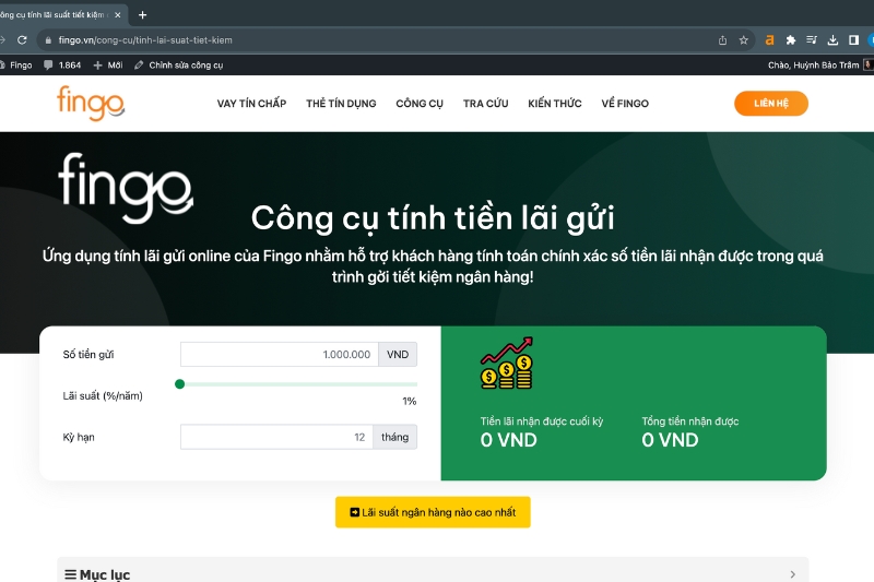 Cách tính lãi suất ngân hàng bước 1