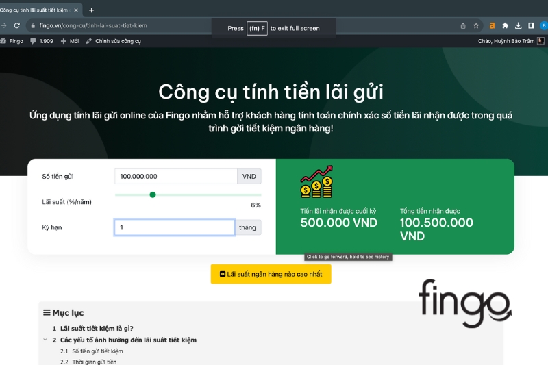 Cách tính lãi suất ngân hàng bước 2