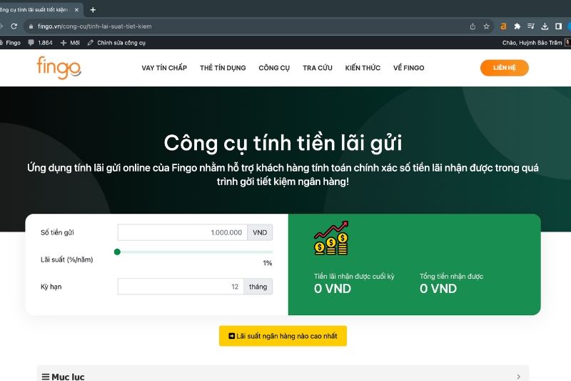 Cách tính lãi suất ngân hàng bước 1