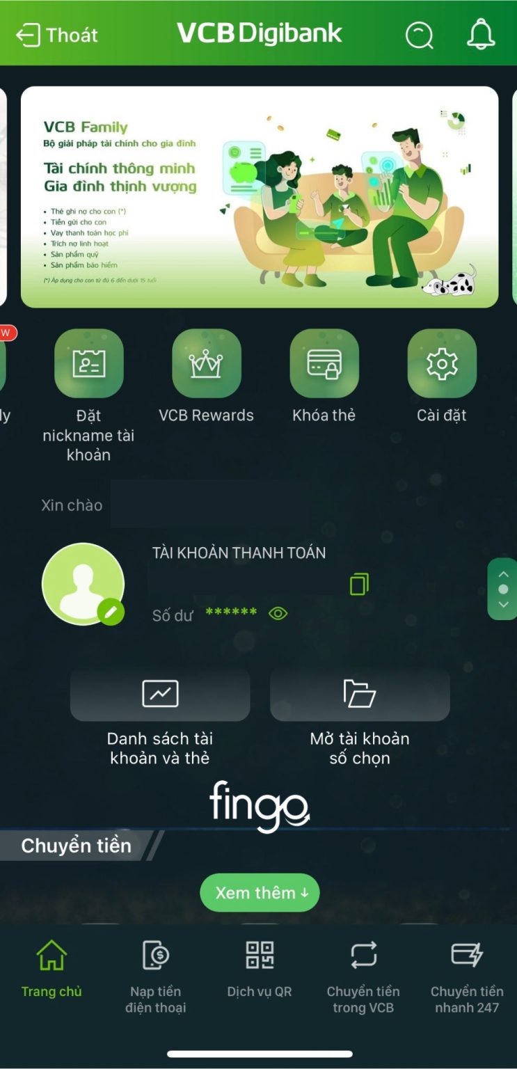 Cách cài đặt hạn mức chuyển tiền Vietcombank bước 1