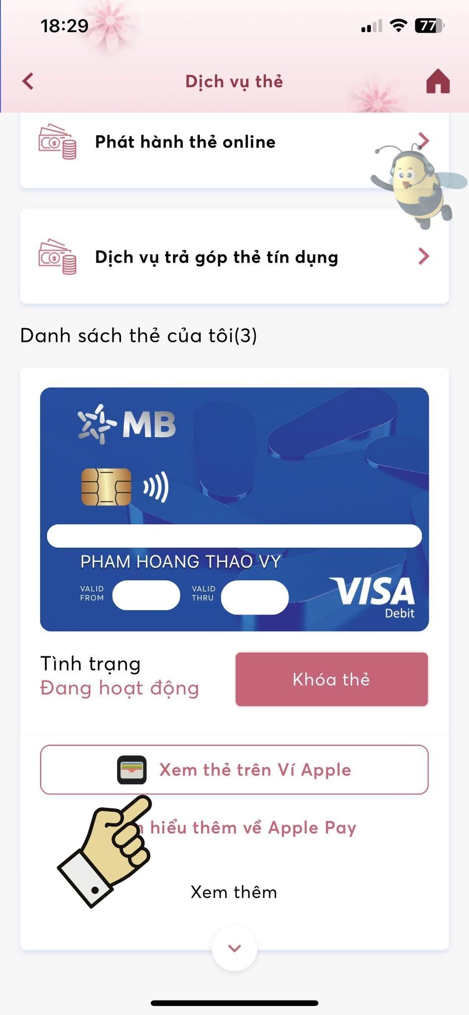 Chọn vào "Thêm vào ví Apple"