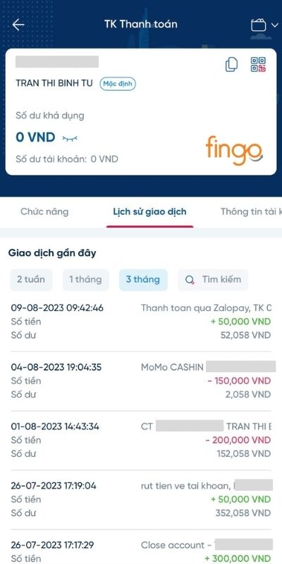 Kiểm tra lịch sử giao dịch và chụp màn hình lại để làm bằng chứng