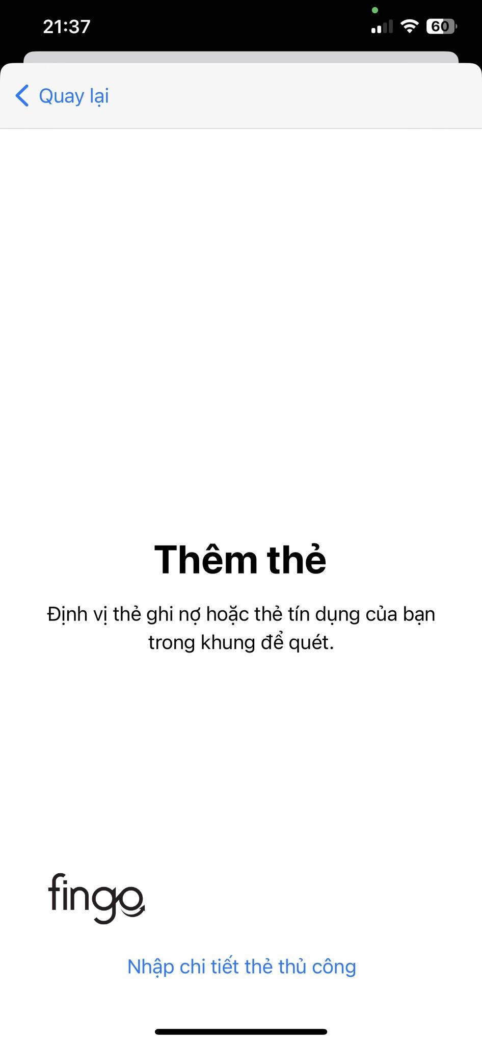Đặt thẻ vào khung hình thêm thẻ nhằm xác minh thông tin