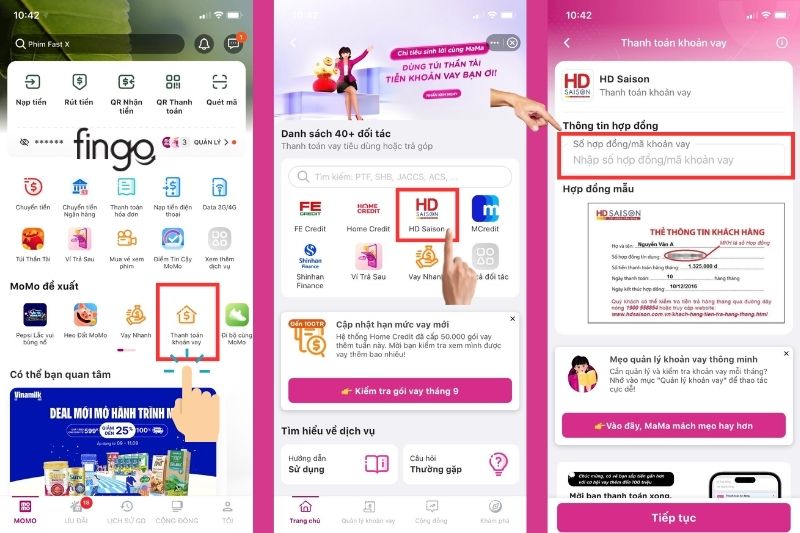 Thanh toán trả góp HD SAISON qua Momo.